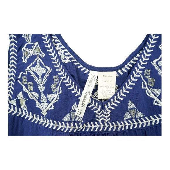 Simply Irresistible Tank Top Extra Large Blue Boho Semi‎ Sheer V Neck - Picture 4 of 4